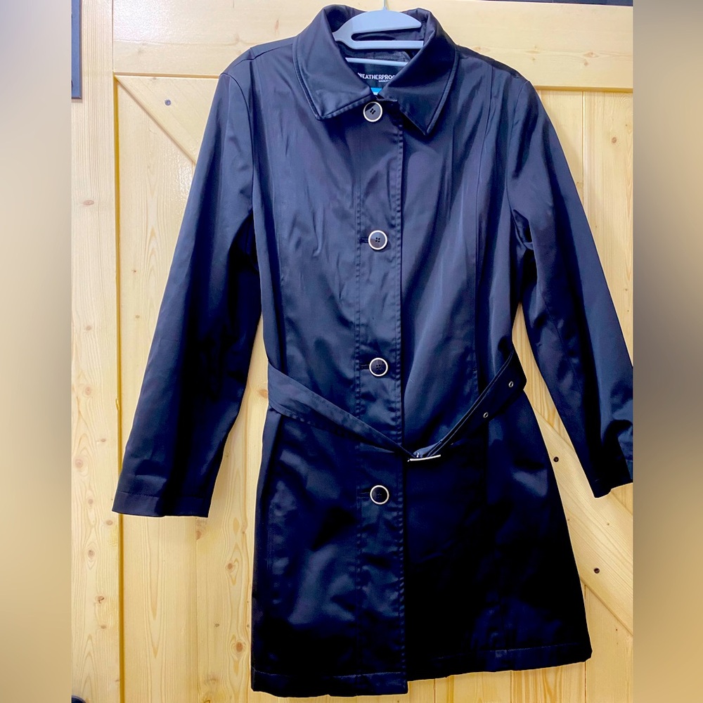 🔥🔥Light Weight Water Resistant Weatherproof Black Collard Belted Long Pea Coat
